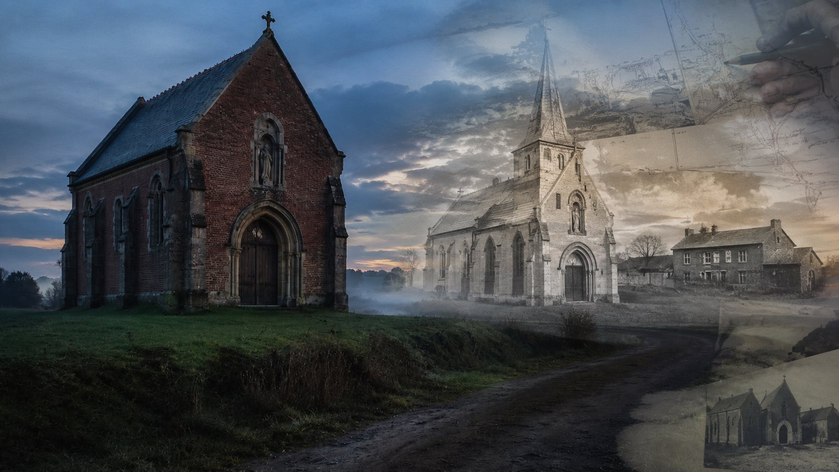 Reconstitution visuelle d'une chapelle patrimoniale, du réel aux archives, film historique Studio Sambre en Sambre-Avesnois